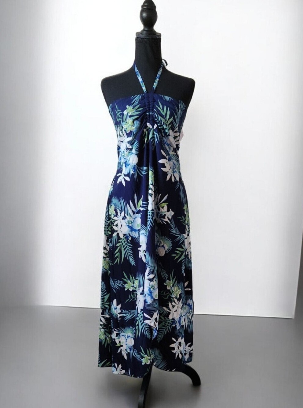 Tropical Floral Halter Maxi Dress